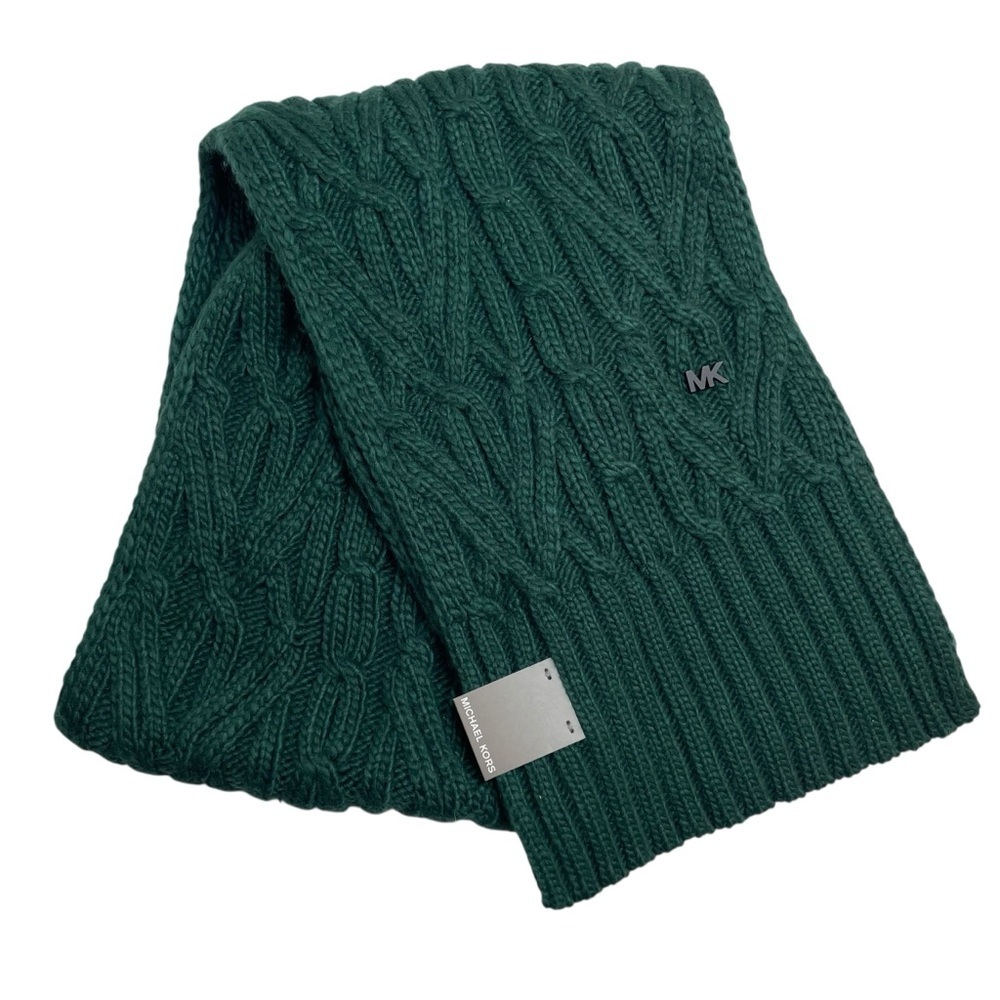 Michael Kors V Cable Scarf Green One Size Men's New with Tags